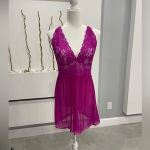 Vibrant Purple Lace Chemise